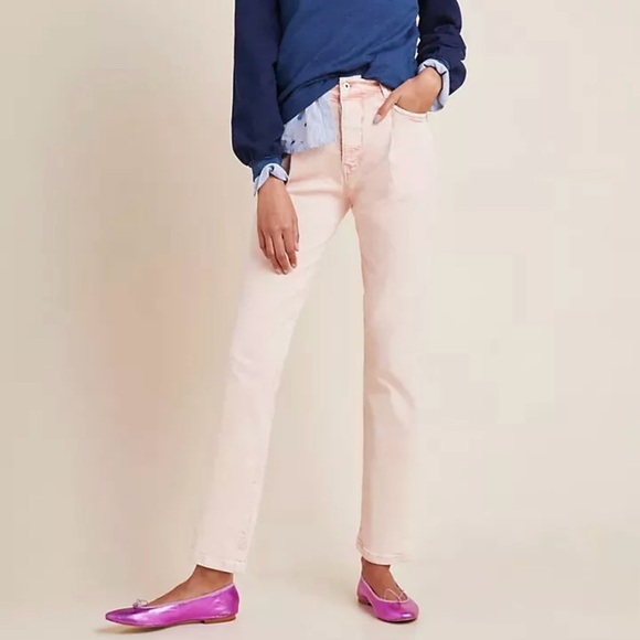 Pilcro Letterpress Anthropologie Mid Rise Blush  Acid Wash Jeans Sz 28 NWT - Picture 1 of 12